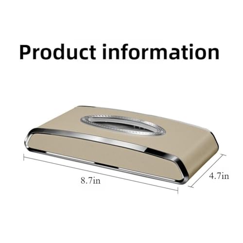 Faux Leather Car Tissue Holder for Interior, Multi-Function Tissue Box, Armrest & Back Seat Tissue Organizer, Sleek Kleenex Holder (Beige Flat)