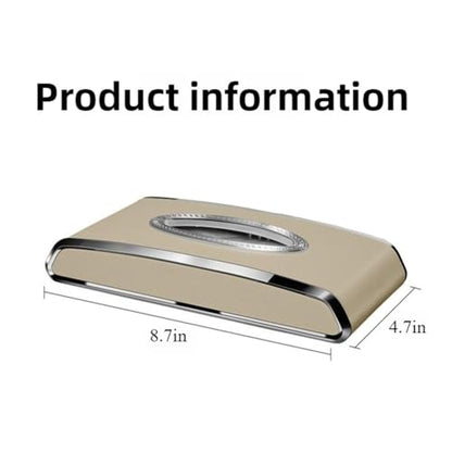 Faux Leather Car Tissue Holder for Interior, Multi-Function Tissue Box, Armrest & Back Seat Tissue Organizer, Sleek Kleenex Holder (Beige Flat)