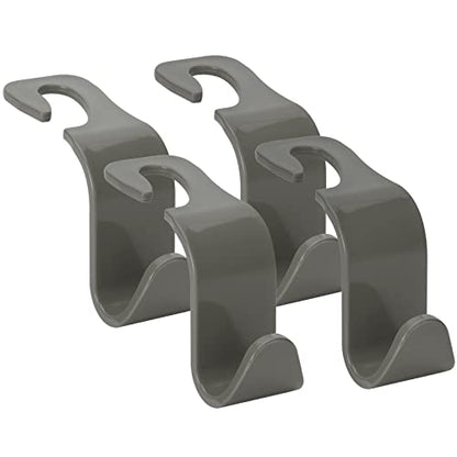 Soleebee 4 Pack Car Headrest Hooks - Universal Auto Hooks, Back Seat Hangers, Storage Organizer (Grey) - color: Gray