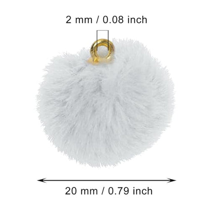 Tupalizy 50PCS Fluffy Pom Poms Charms Soft Fuzzy Faux Fur Puff Ball Pendant for Keychains Bracelets Earrings Jewelry Making Tassels Bags DIY Crafts Party Favors Gifts Accessories - color: Grey