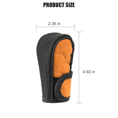 BESULEN Car Gear Shift Knob Cover, Leather Anti-Slip Breathable Automatic Gear Shifter Stick Protector, Auto Stick Shifting Handle Decoration Accessories, Universal for Truck SUV Sedan (Orange)