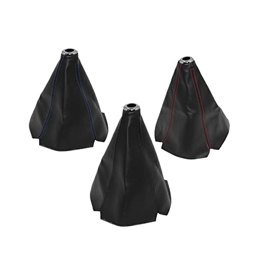 Universal Car Shift Knob Boot Dust Cover, Shift Boot Cover, Made of Pu Leather with Black Seams Red Seams and Blue Seams (Black/ABS)