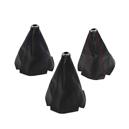 Universal Car Shift Knob Boot Dust Cover, Shift Boot Cover, Made of Pu Leather with Black Seams Red Seams and Blue Seams (Black/ABS)