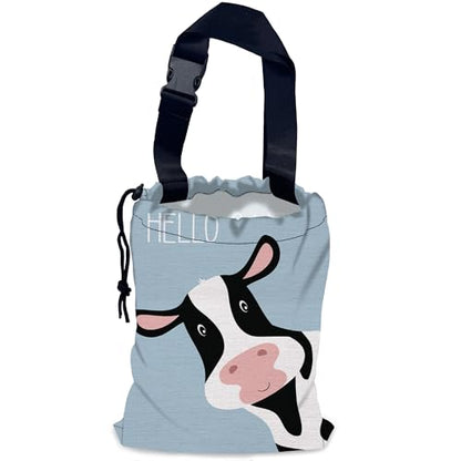 Cute Cow Car Garbage Bag,Waterproof Small Car Trash Bag Hanging Back of Seat,Drawstring Hanging Car Trash Bag with Adjustable Buckle for Car Accessories - color: Cute Cow