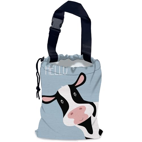 Cute Cow Car Garbage Bag,Waterproof Small Car Trash Bag Hanging Back of Seat,Drawstring Hanging Car Trash Bag with Adjustable Buckle for Car Accessories - color: Cute Cow