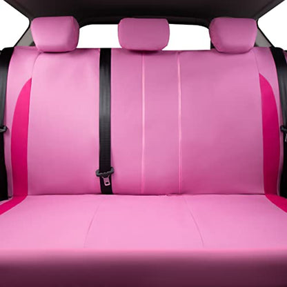 Flying Banner Car Seat Covers Front Seats Rear Bench Polyester car seat Protectors Easy installations Rear Bench Split - color: Rose red & Pink