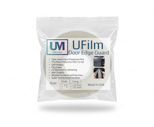 Ufilm Door Edge Protector PRE-Cut Guard Scratch Paint Protection Film with Strong American Glue Clear and Black Universal Car Truck (1 in x 50 ft) - size: 1 in x 25 ft