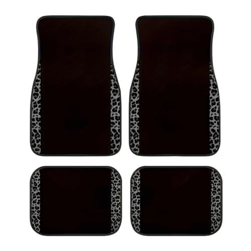 Universal Fit Car Floor Mats Set of 4Pcs, Grey-Edged Leopard Print All-Weather Front Rear Car Carpet Mats, Non-Slip Car Floor Mat Car Accessories for Automotive Trucks SUV Sedans Vans - color: Grey-edged Leopard Print