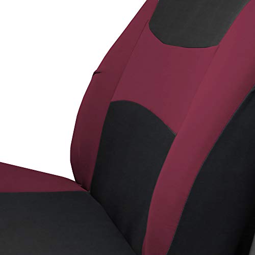 FH Group Light & Breezy Cloth Car Seat Covers, 7 Seater Three Row Set- Airbag & Split Ready -Universal for Cars Trucks and SUVs Burgundy/Black - color: Burgundy