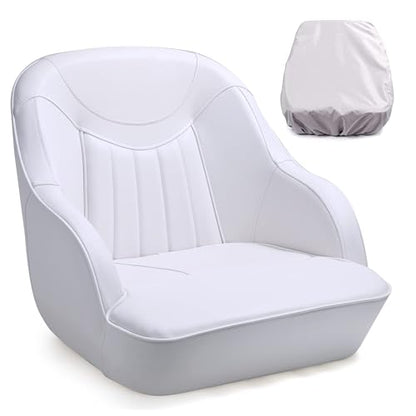 NORTHCAPTAIN Pontoon Boat Seat Captain Bucket Seat with Boat Seat Cover - color: C8-White
