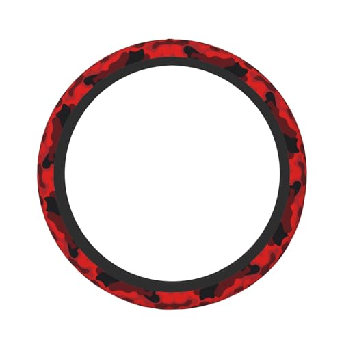 Black Red Camo Camouflage Bright Car Steering Wheel Cover,Non-Slip Elastic Neoprene-Sweat Car Accessories,Universal 15 Inch Fit Auto, Vans Trucks,Suvs, Truck - color: Black Red Camo