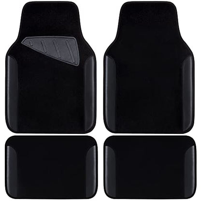CAR PASS Waterproof Universal Fit Car Floor Mats, Faux Leather Car Carpet Mats, Black Car Mats with Anti-Slip Nibbs Backing & Driver Heel Pad Fit for SUV,Vans,sedans, Trucks,Set of 4pcs(All Black) - color: All Black