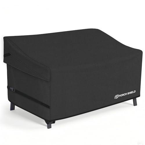 Porch Shield Waterproof Outdoor Furniture Sofa Cover – Patio 2 Seater Loveseat Cover 60W x 35D x 35H inch, Black - color: Black, size: 60"W x 35"D x 35"H