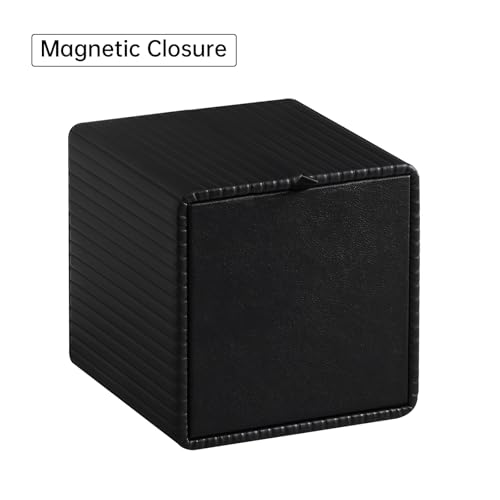 PU Leather Tissue Box Cover Square Tissue Box Holder with Magnetic Closure (Black Fluted) - color: Black Fluted