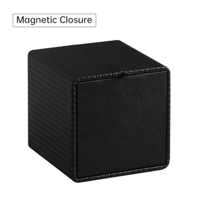 PU Leather Tissue Box Cover Square Tissue Box Holder with Magnetic Closure (Black Fluted) - color: Black Fluted