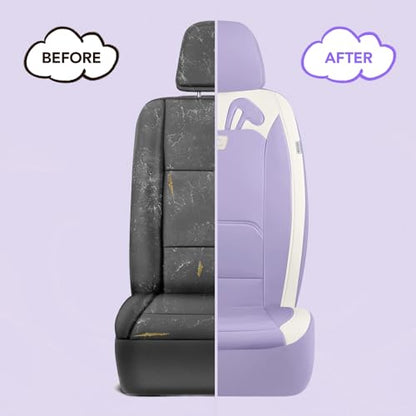 PIC AUTO Car Seat Covers, Cute Rabbit Premium Purple Leather Seat Covers, Universal Fit Front Seat Covers for Cars, Trucks, SUVs, Soft & Wear-Resistant Auto Interior Protection with Airbag-Compatible - color: Purple