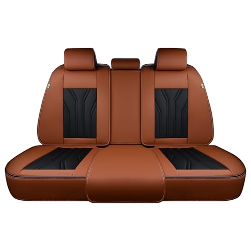 FLORICH Rear Seat Covers Leather Car Seat Covers Waterproof Back Seat Cover Automotive Seat Covers Universal Seat Cushion Protector for Most Cars Trucks SUV-Brown&Black - color: Brown&Black, size: Rear Seat Cover