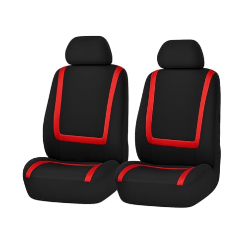 BELOMI Car Seat Covers Only, Breathable Premium Cloth Auto Seat Cover, Universal Front and Rear Seat Covers, Automotive Interior Accessories for Most Cars Trucks SUV (Black/Red) - color: Black/Red, size: 4PCS