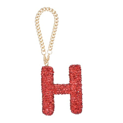 MECCANIXITY Bling Car Letter Charm, Initial H Letter Interior Car Rear View Mirror Decoration Hanging Crystal Ornaments for Women Bags Water Cup DIY Craft, Red - style: Letter H