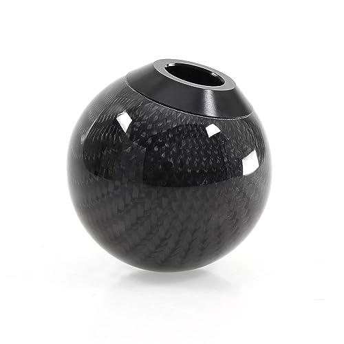 MUGE Racing Fabric Shift Boot with Round Ball Carbon Fiber Shift Knob,Universal Shift Boot Cover with Weighted Shift Knob (Style 1)