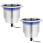 Young Marine Stainless Steel Cup Holder with Light and Drain for Boat, RV, Camper (Stainless Steel) - style: Stainless Steel with Light 2 PCS