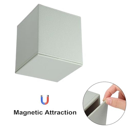 Sumnacon Tissue Box Cover Square Tissue Box Stylish PU Tissue Box Holder with Magnetic Bottom, Leather Cube Tissue Cover for Living Room Bathroom Bedroom Table Desk Home Office Car, Light Green - color: Green