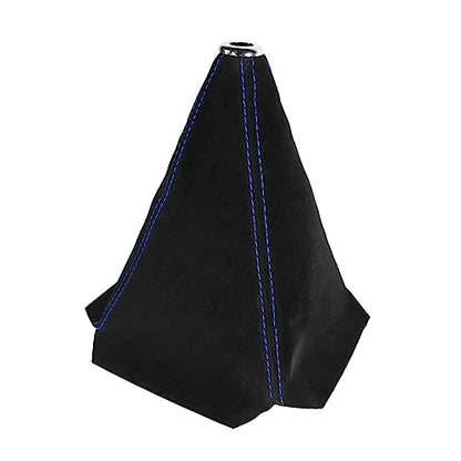 BESULEN Car Shift Boot Cover, Suede Leather Shift Knob Boot Dust Cover, Manual/Auto Shifter Boot Sleeve Replacement, Handbrake Gaiter Boot Dust Cover Car Interior Accessories, Black/Blue - color: Black/Blue