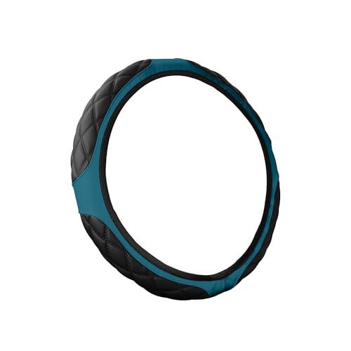 15 Inch Car Leather Steering Wheel Cover, Automotive Accessories Elastic Breathable Anti-Slip Soft Wheel Protector Fits Men and Women, Suitable for SUVs, Trucks, Vehicles and RVs (Dark Green) - color: Dark Green