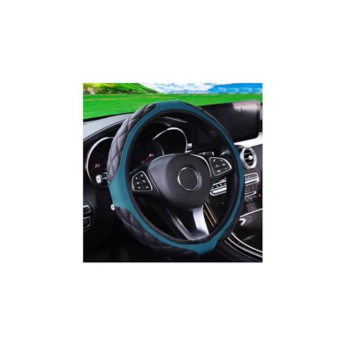 15 Inch Car Leather Steering Wheel Cover, Automotive Accessories Elastic Breathable Anti-Slip Soft Wheel Protector Fits Men and Women, Suitable for SUVs, Trucks, Vehicles and RVs (Dark Green) - color: Dark Green