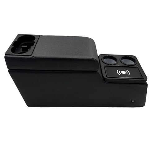 Truck Center Console Truck Seat/Bench Organizer with Wireless Charging and Holder Cups for Jeep CJ5 1976-1983,Jeep CJ7 1976-1986,Jeep Wrangler(YJ) 1987-1995 (Denim Black) - color: Denim Black