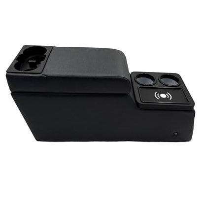 Truck Center Console Truck Seat/Bench Organizer with Wireless Charging and Holder Cups for Jeep CJ5 1976-1983,Jeep CJ7 1976-1986,Jeep Wrangler(YJ) 1987-1995 (Denim Black) - color: Denim Black