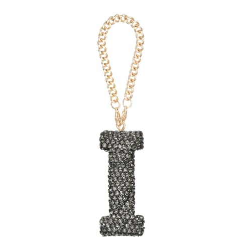 MECCANIXITY Bling Car Letter Charm, Initial I Letter Interior Car Rear View Mirror Decoration Hanging Crystal Ornaments for Women Bags Water Cup DIY Craft, Gray - style: I Letter