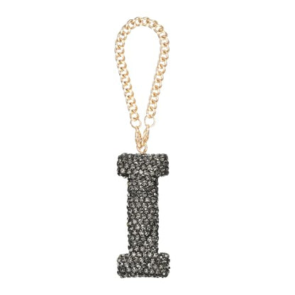 MECCANIXITY Bling Car Letter Charm, Initial I Letter Interior Car Rear View Mirror Decoration Hanging Crystal Ornaments for Women Bags Water Cup DIY Craft, Gray - style: I Letter
