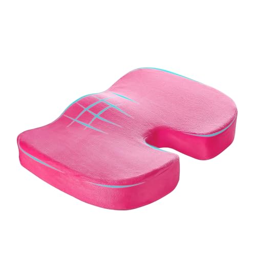 Car Seat Cushion, Memory Foam Cushion for Tailbone Pain & Sciatica Relief, Ergonomic Seat Cushion Comfortable Chair Relief Pillow for Car Office Wheelchair, car Accessories (Rose Red) - color: Rose Red