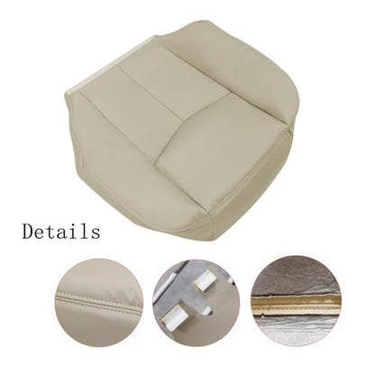 Driver Side Bottom Leather Seat Cover & Foam Cushion Light Neutral Tan 522 or 52i Compatible with Chevy Avalanche Tahoe Suburban GMC Yukon XL 2003 2004 2005 2006 - color: Light Tan