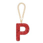 MECCANIXITY Bling Car Letter Charm, Initial P Letter Interior Car Rear View Mirror Decoration Hanging Crystal Ornaments for Women Bags Water Cup DIY Craft, Red - style: Letter P