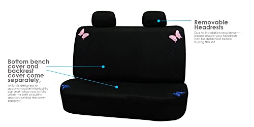 FH Group Full Set Butterfly Cloth Car Seat Covers - Universal Fit, Low Back Front Seat Covers, Solid Back Seat Cover, Washable Seat Cover for SUV, Sedan, Van, Black - color: Black Butterfly, size: Full Set