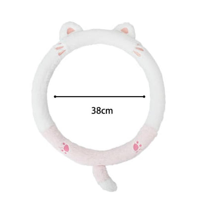 Cute Cat Car Steering Wheel Cover,Anti-Slip Universal Fit 15inches Car Wheel.Cute Cat Style Fluffy Genuine Wool Sheepskin Auto Steering Wheel Cover for Women Men Girls Boy.