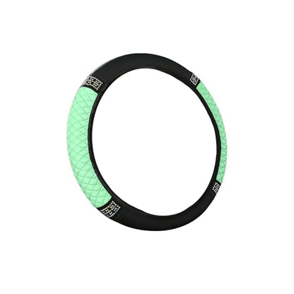 Bling Car Steering Wheel Cover, 15 Inch Rhinestones Soft Leather Elastic Steering Wheel Protector, Universal 15 Inch for Women Girls, Fit Vehicles, Sedans, SUVs, Vans, Trucks (Green) - color: Green