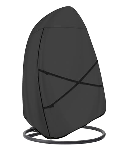 ULTCOVER Patio Hanging Egg Chair Cover - Waterproof Outdoor Double Seat Swing Egg Chair with Stand Cover 66W x 43D x 68H inches, Black - color: Black, size: Double Seat