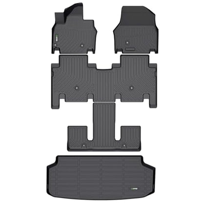 HAFIDI® Floor Mats & Cargo Liner Set Fit for 2024 2025 2026 Kia EV9 6 Seats（Not Fit Relaxation Chairs） All Weather Protection TPE Anti-Slip Automotive Full Set Floor Liners Custom Accessories - Black - style: 1) For EV9 6 Seats 2024 2025 Full Set