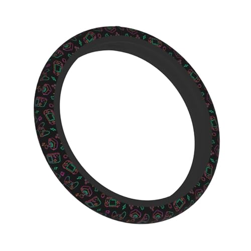 Game Steering Wheel Cover with 2 Car Coasters Non Slip Neoprene for Women Men Universal 15 Inch - color: Game