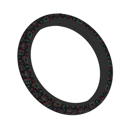 Game Steering Wheel Cover with 2 Car Coasters Non Slip Neoprene for Women Men Universal 15 Inch - color: Game