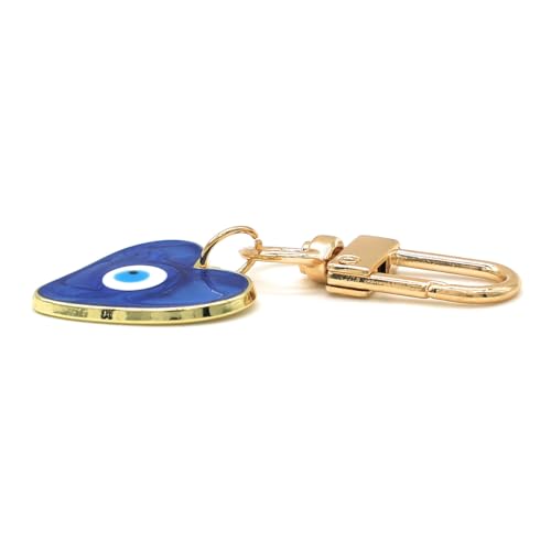 Evil Eye Keychains Sweat-heart Keychains Protection Charm for Women Men Car Key Ring Bag Purse Accessories - color: Deep-blue