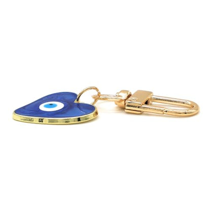 Evil Eye Keychains Sweat-heart Keychains Protection Charm for Women Men Car Key Ring Bag Purse Accessories - color: Deep-blue