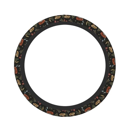 Mushroom Witchcraft Fern Leaf Magic Witch Car Steering Wheel Cover,Non-Slip Elastic Neoprene-Sweat Car Accessories,Universal 15 Inch Fit Auto, Vans Trucks,Suvs, Truck - color: Mushroom