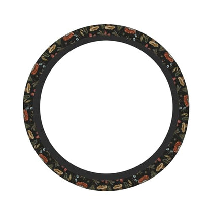 Mushroom Witchcraft Fern Leaf Magic Witch Car Steering Wheel Cover,Non-Slip Elastic Neoprene-Sweat Car Accessories,Universal 15 Inch Fit Auto, Vans Trucks,Suvs, Truck - color: Mushroom