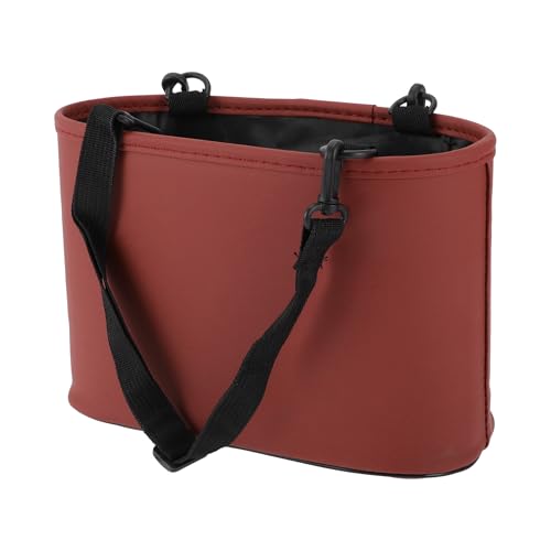 Car Trash Can Portable and Hanging 10.2" Length 4.3" Width 6.7" Height Trash Bin Faux Leather Wine Red 1 Pcs - color: Wine Red