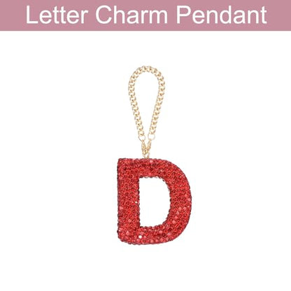 MECCANIXITY Bling Car Letter Charm, Initial D Letter Interior Car Rear View Mirror Decoration Hanging Crystal Ornaments for Women Bags Water Cup DIY Craft, Red - style: Letter D
