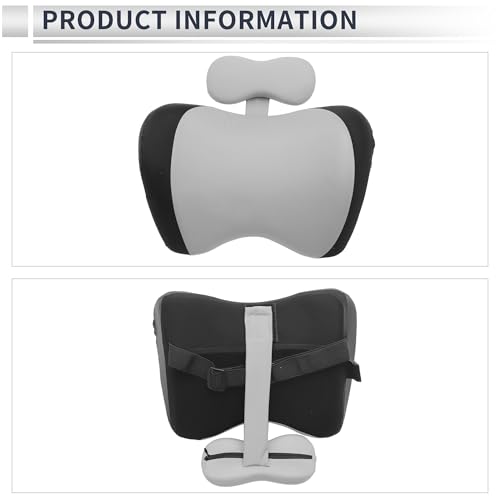 Car Headrest Pillow Ergonomic Comfortable Neck Support Pillow Milk Silk Fabric and Memory Foam Bandage Adjustable Width Black and Grey Set of 1 - color: Black Gray